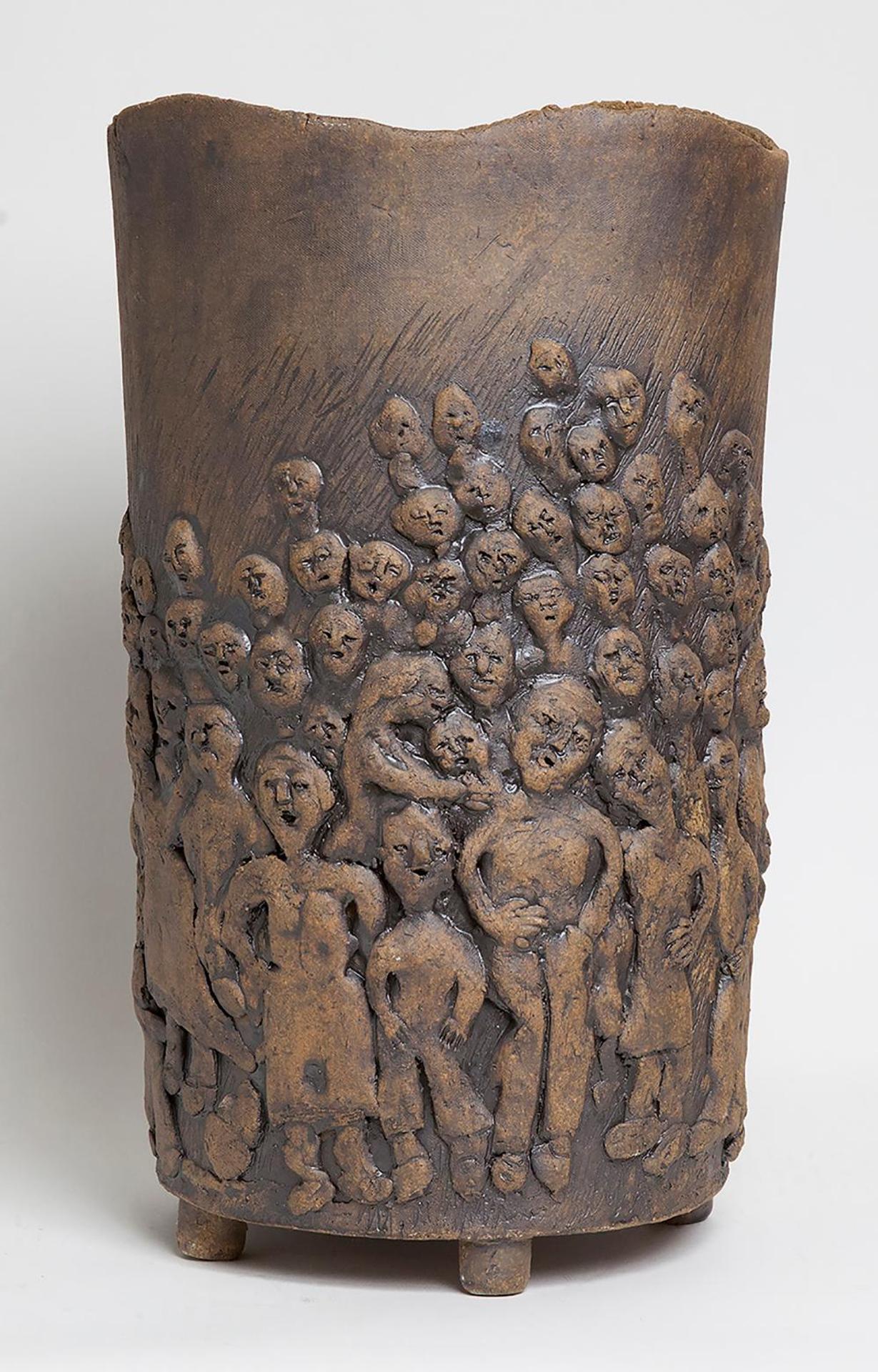 Maria Gakovic (1913-1999) - Untitled- Tall Upright Container with People Motif