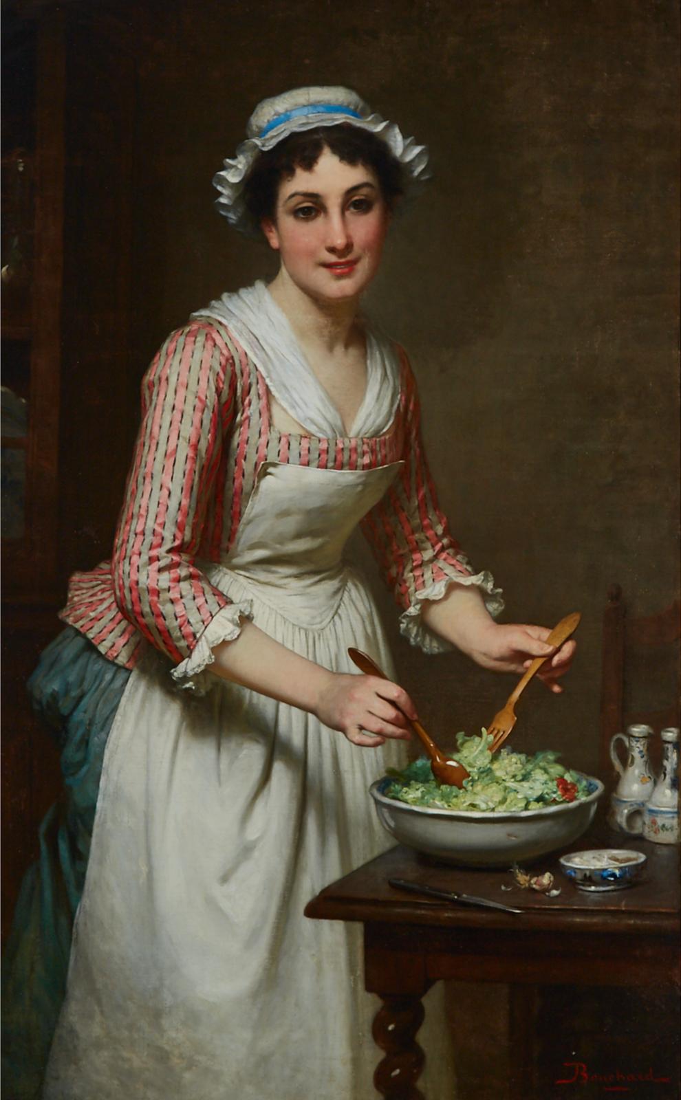 Pierre François Bouchard (1831-1889) - Pretty Maid Tossing Salad