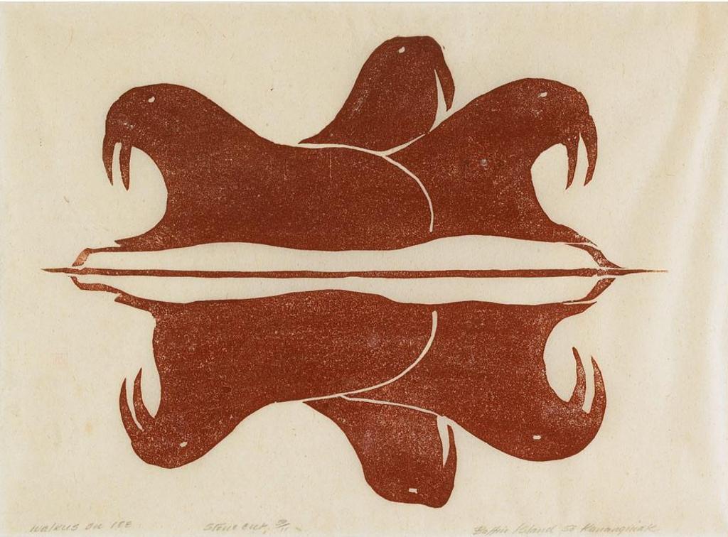 Kananginak Pootoogook (1935-2010) - Walrus On Ice