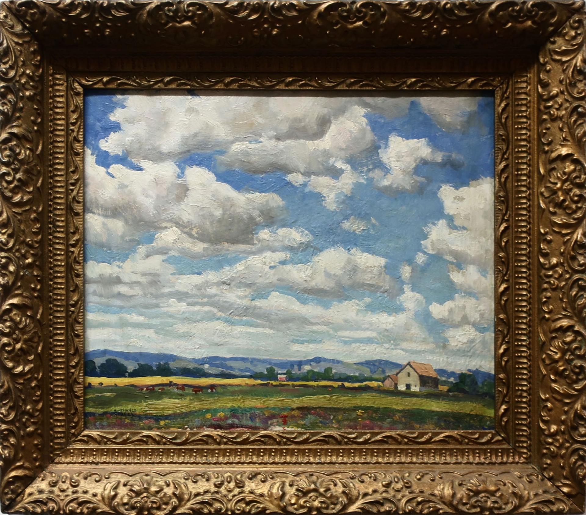 Harold Oswald Stacey (1909-1968) - Farmscape Under Cloudy Sky