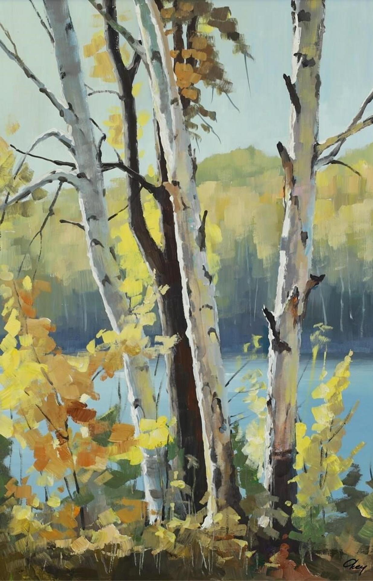Ronald N. Okey (1921-2004) - Autumn Birch Trees