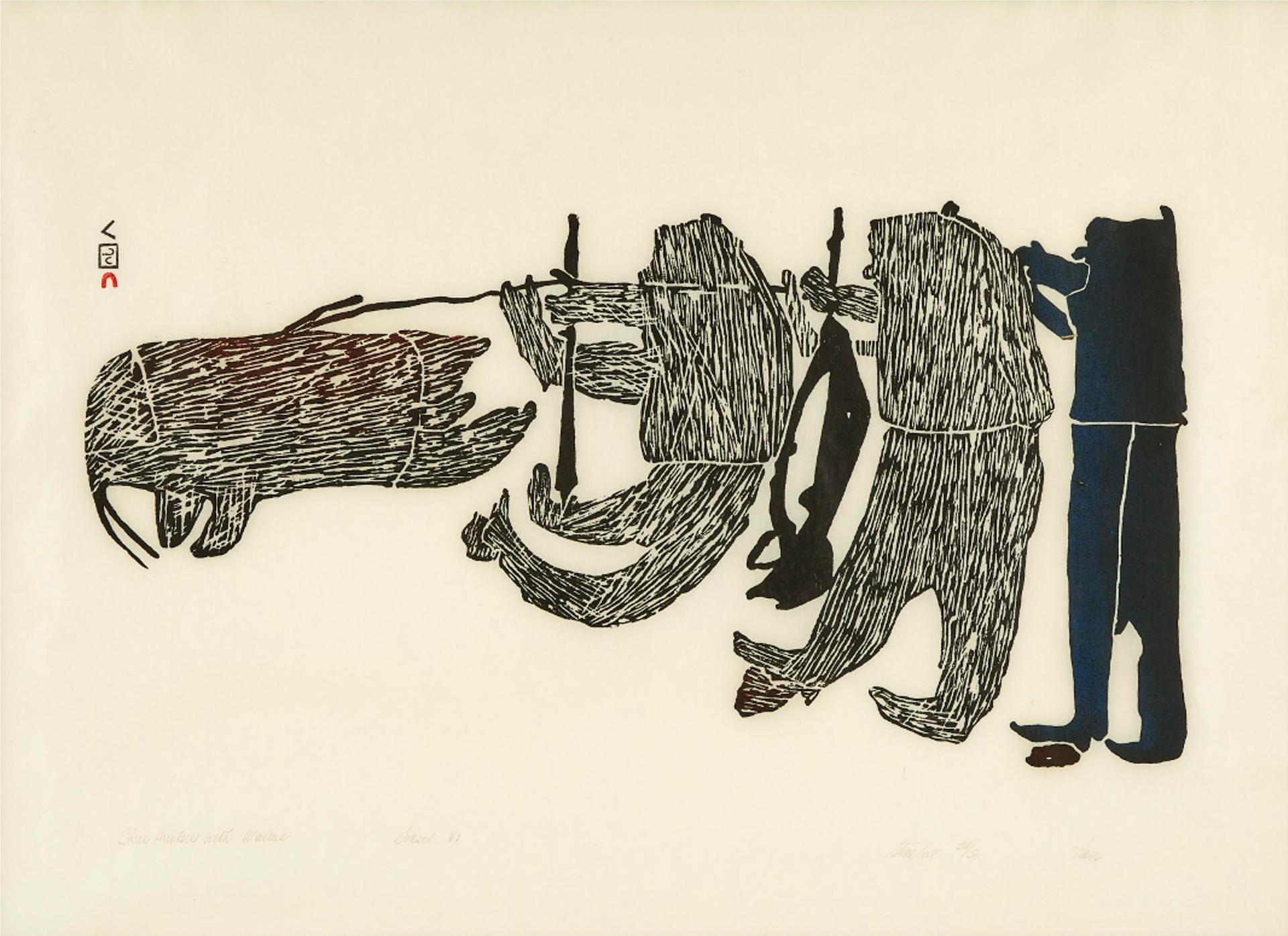 Parr (1893-1969) - Three Hunters With Walrus, 1967