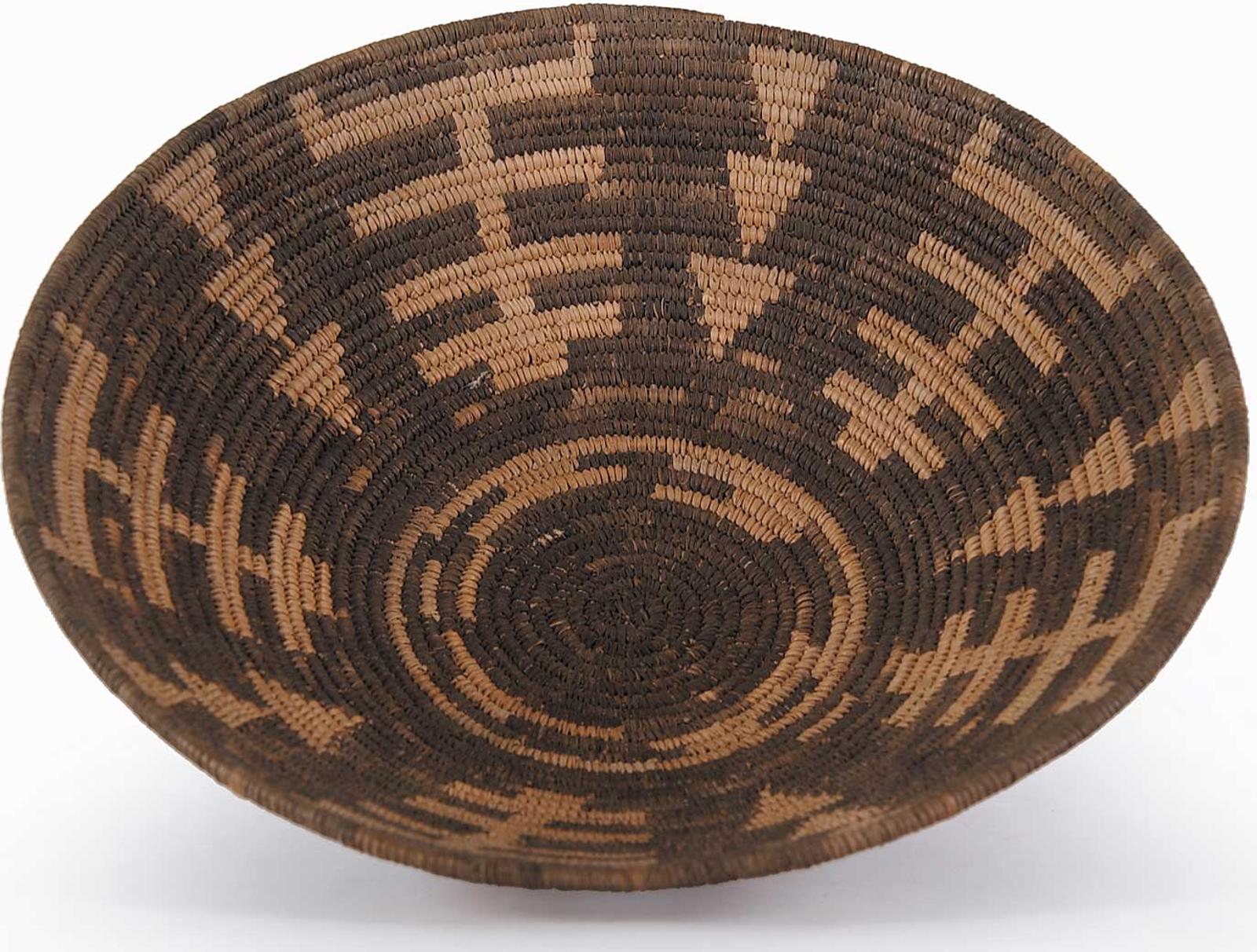 First Nations Basket School - Round Two Tone Geometric Design Dish Basket