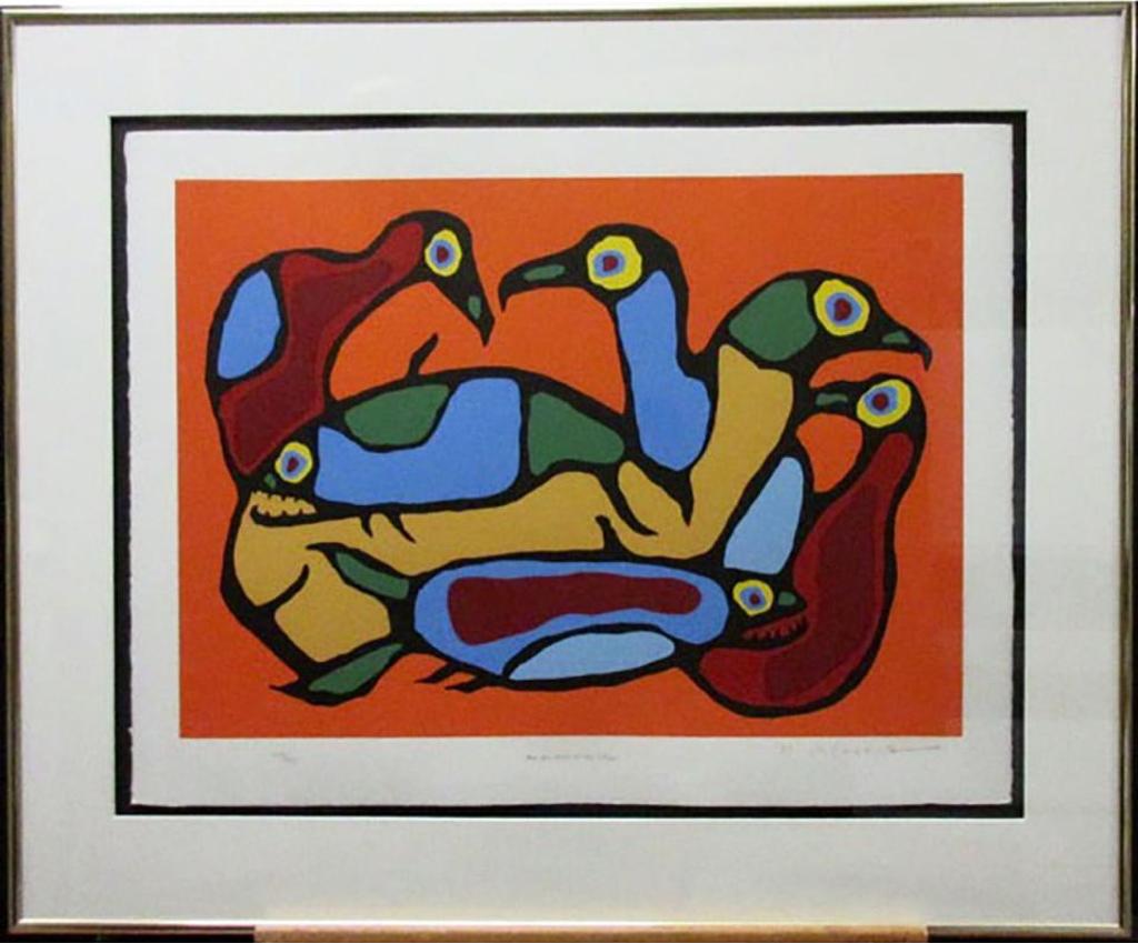 Norval H. Morrisseau (1931-2007) - Fish And Loons Of Lake Nipigon