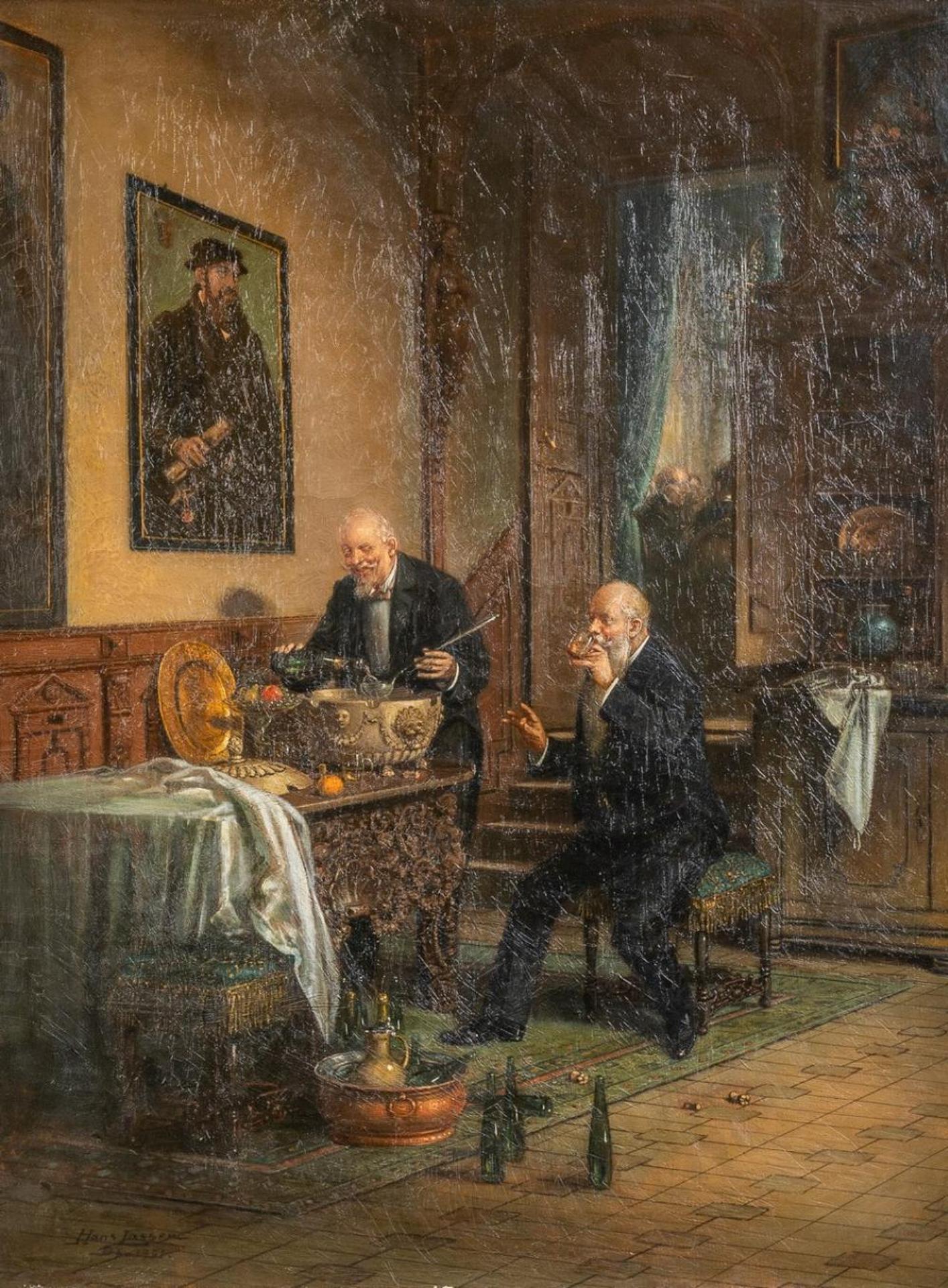 Hans Lassen German (1857-1927) - Interior Scene with Two Gentlemen