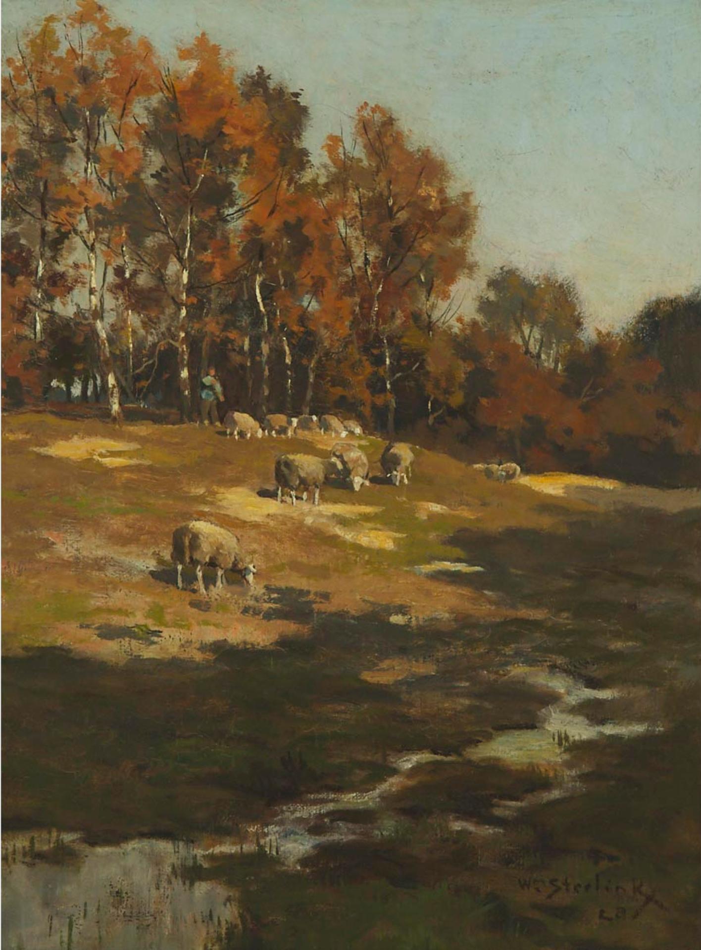 Willem Steelink (1856-1928) - Sheep And Shadows (Grazing Sheep)