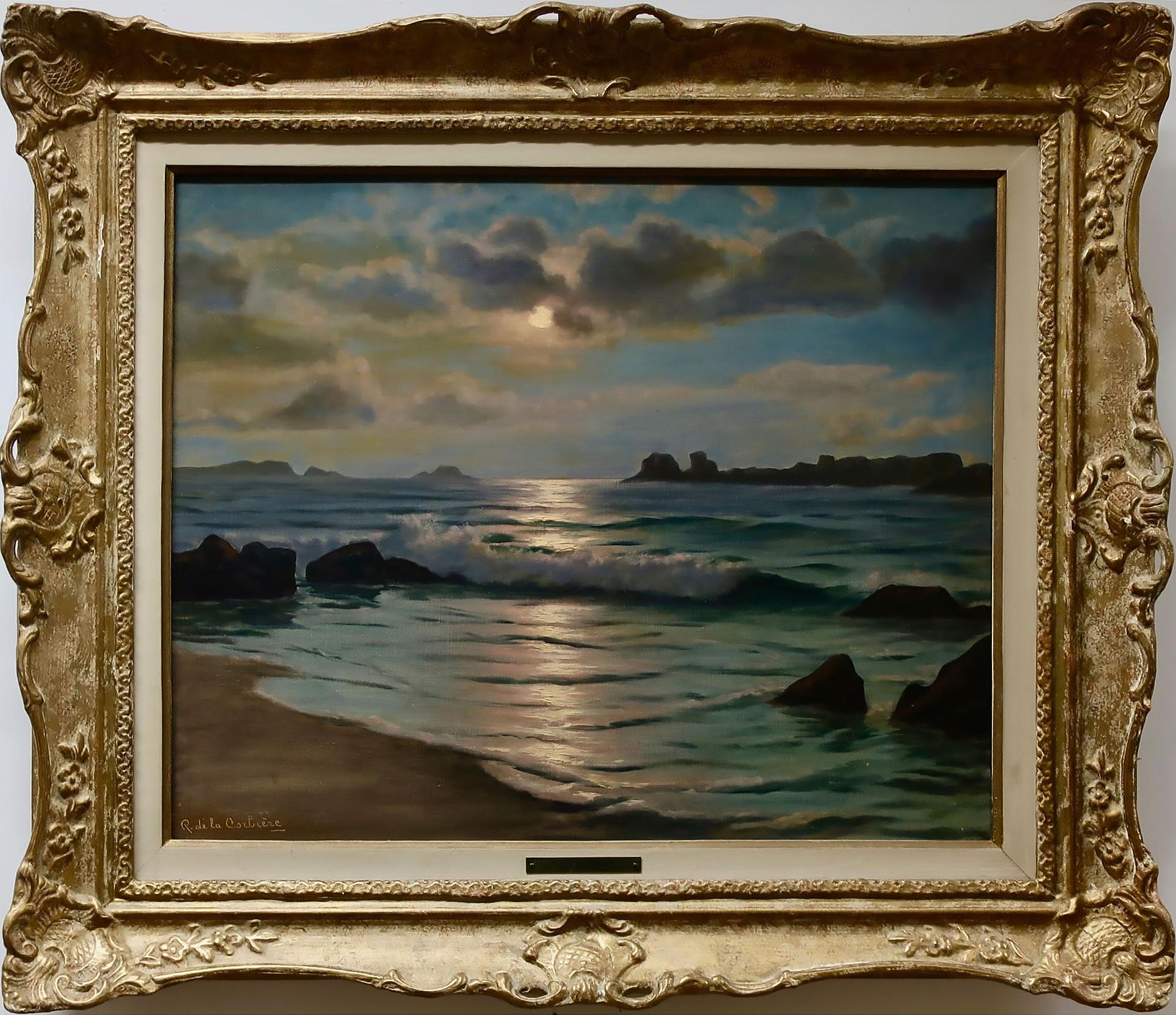 Roger de la Corbiere (1893-1974) - Moonlit Coastal View