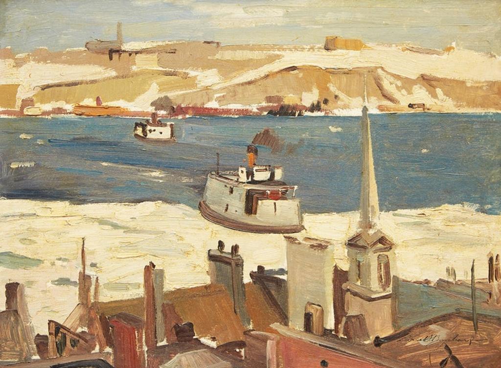 George Lorne Holland Bouchard (1913-1978) - Levis Ferry in Winter