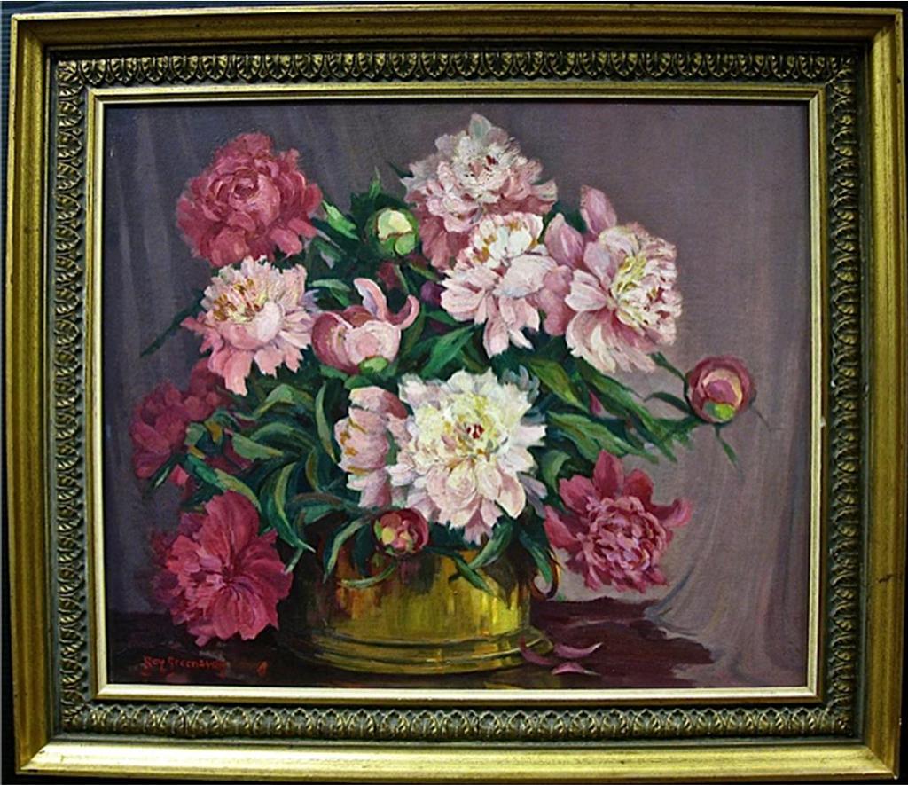 Clarence Roy Greenaway (1891-1972) - Still Life - Peonies In A Brass Planter