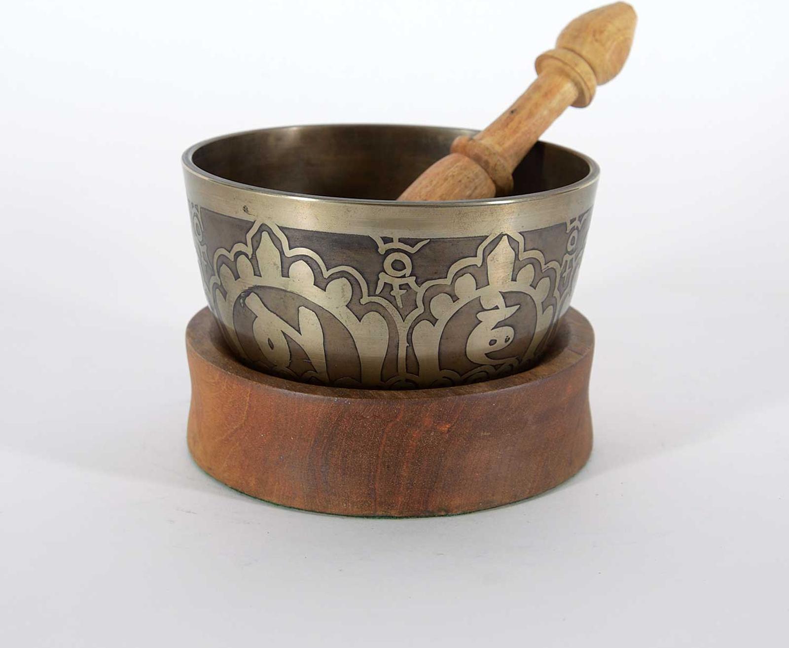 Asian School - Singing Bowl, Wood Base and Mallet