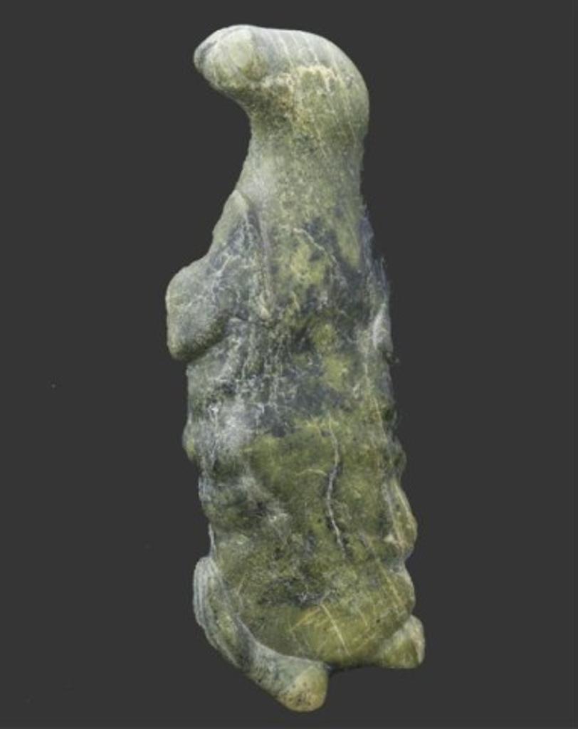 Quimiata Normangusuituq (1948) - Mottled emerald green stone carving of a seal spirit