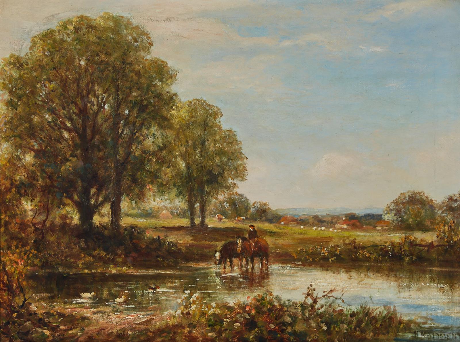 Henry Maidment (1889-1914) - Rider On Horseback Fording A River