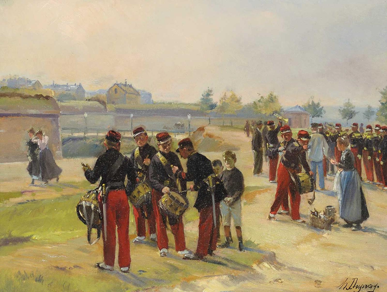 Henry-Louis Dupray - Untitled - Military Scene with Drum Corps