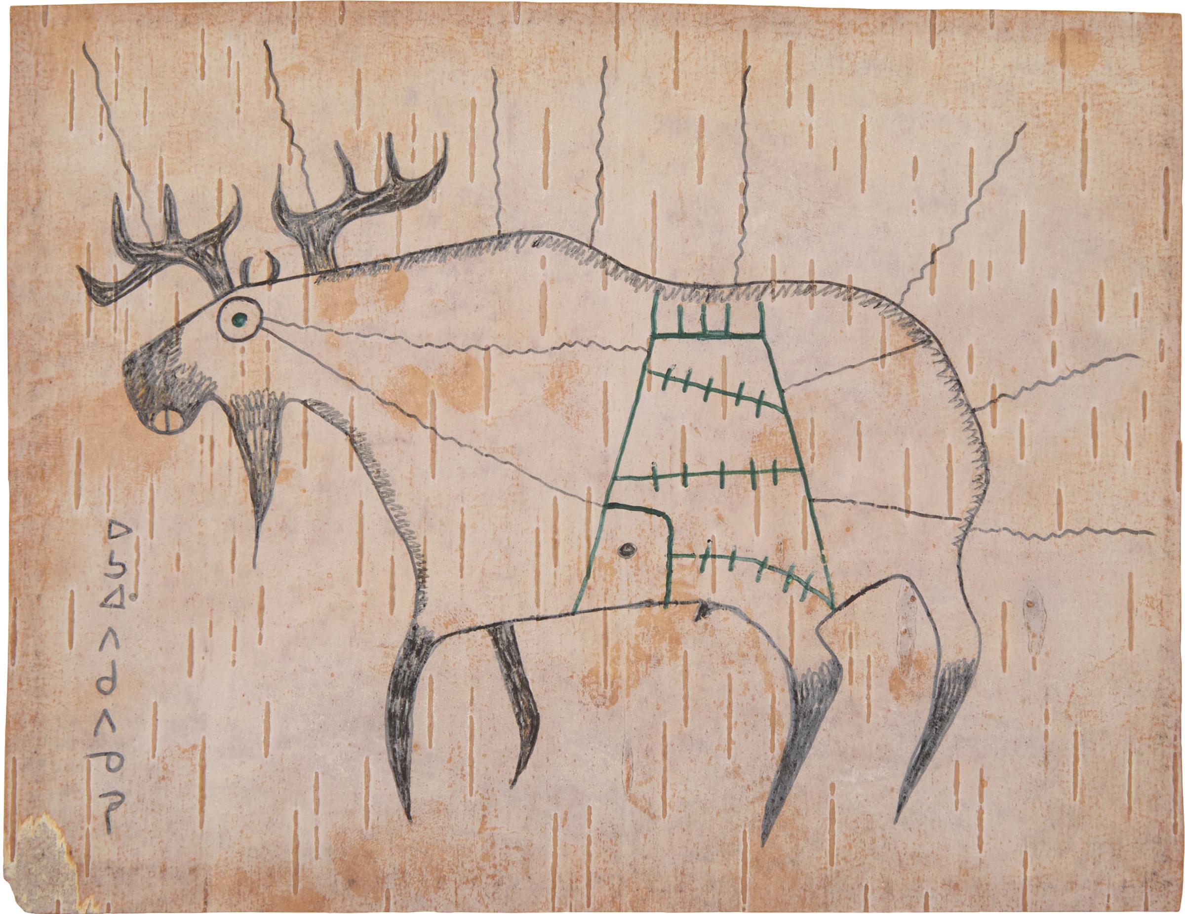 Norval H. Morrisseau (1931-2007) - Moose With Shaking Tent, Ca. 1966