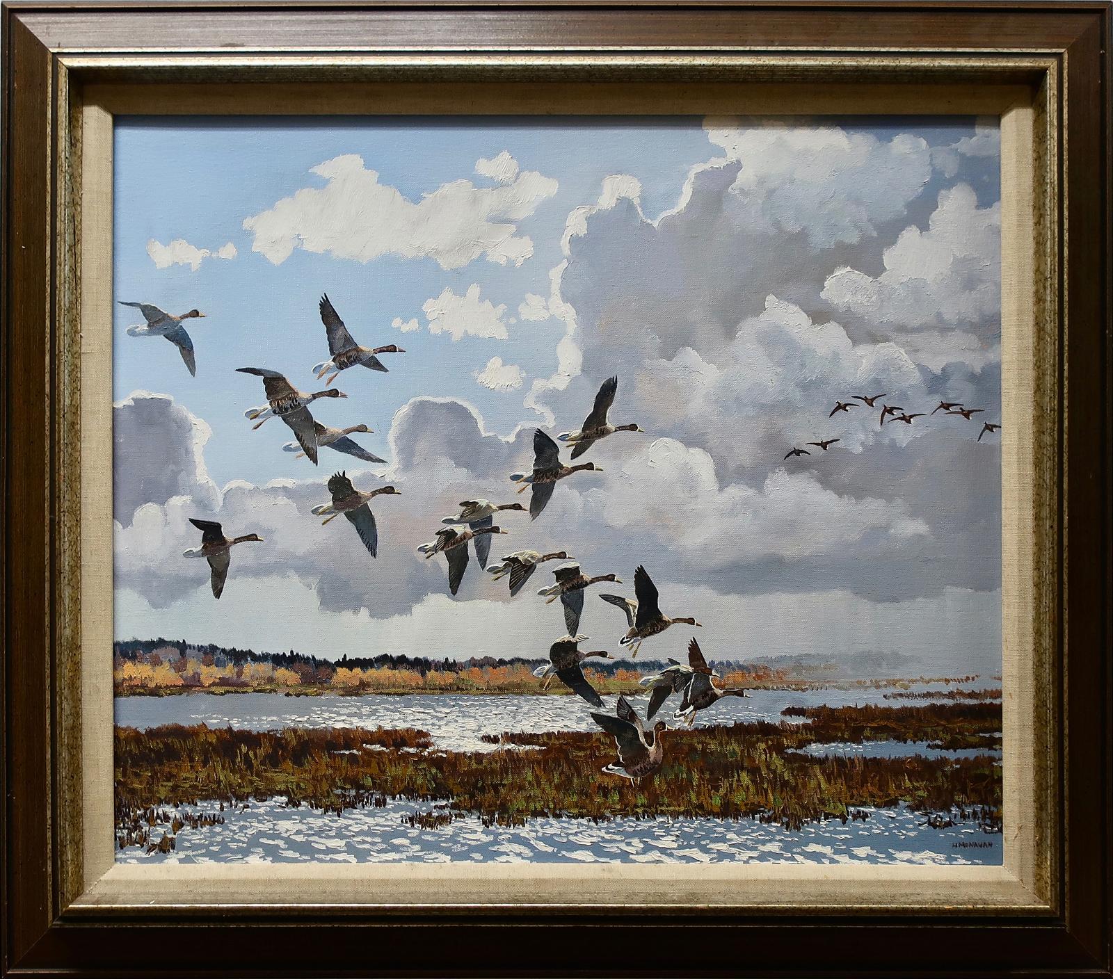 Hugh C. Monahan (1914-1970) - Northern Lake - White Fronted Geese