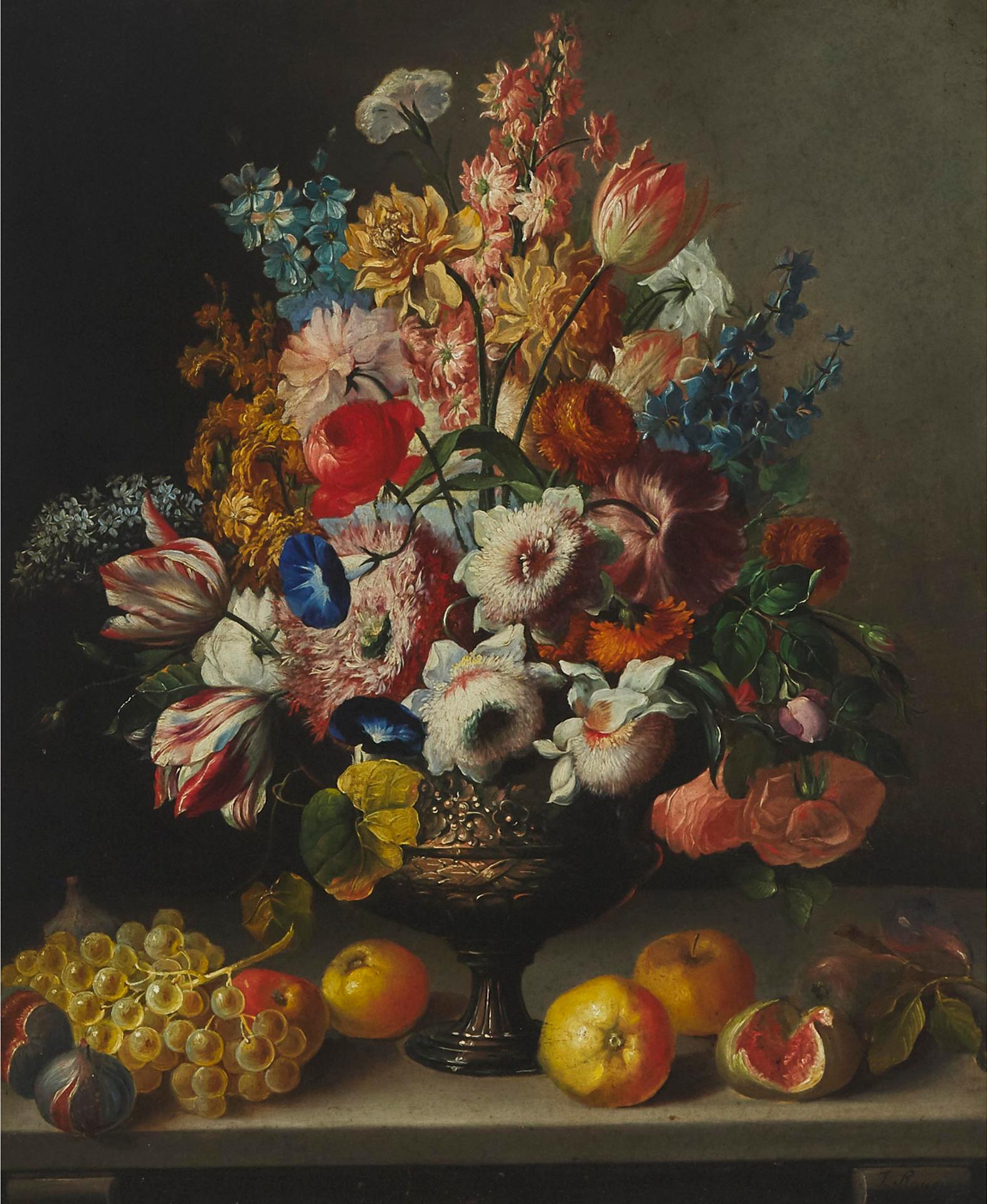 T. Rouvin - Still Life With Flowers And Fruit