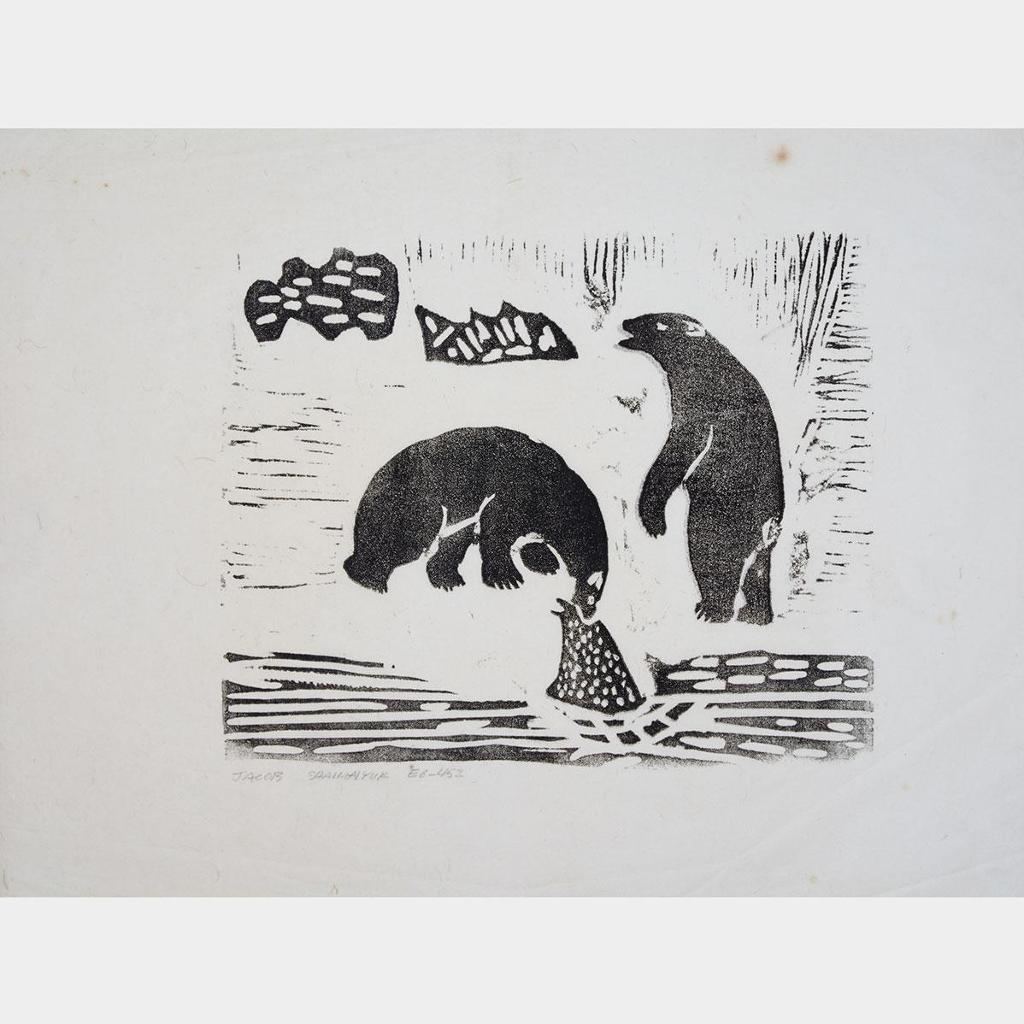 Jacob Shaimaiyuk (1944) - Untitled (Hunter And Bear; Bears And Walrus)