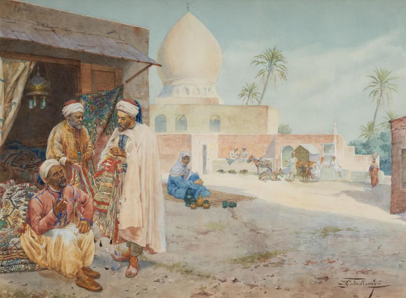 Giulio Rosati (1858-1917) - Figures Before a Mosque