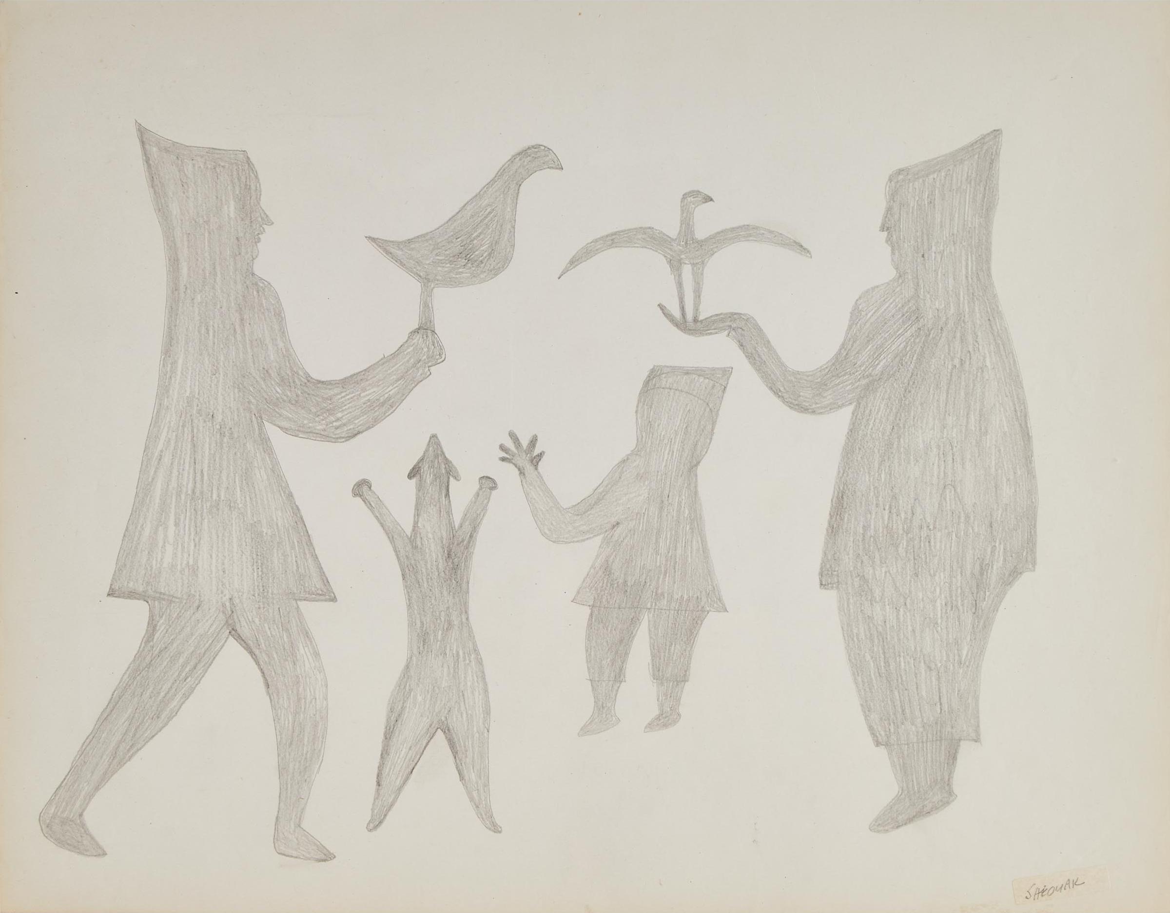 Sheouak Petaulassie (1923-1961) - Untitled (Figures With Birds)