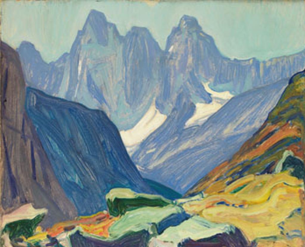 James Edward Hervey (J.E.H.) MacDonald (1873-1932) - Mt. Goodsir from Odaray Bench (12 Miles Distant)