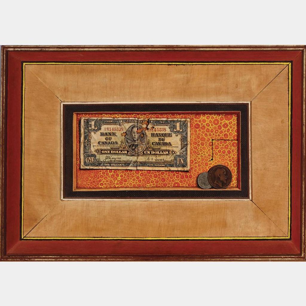 William Kurelek (1927-1977) - Trompe L’Oeil With Dollar Bill, 1958