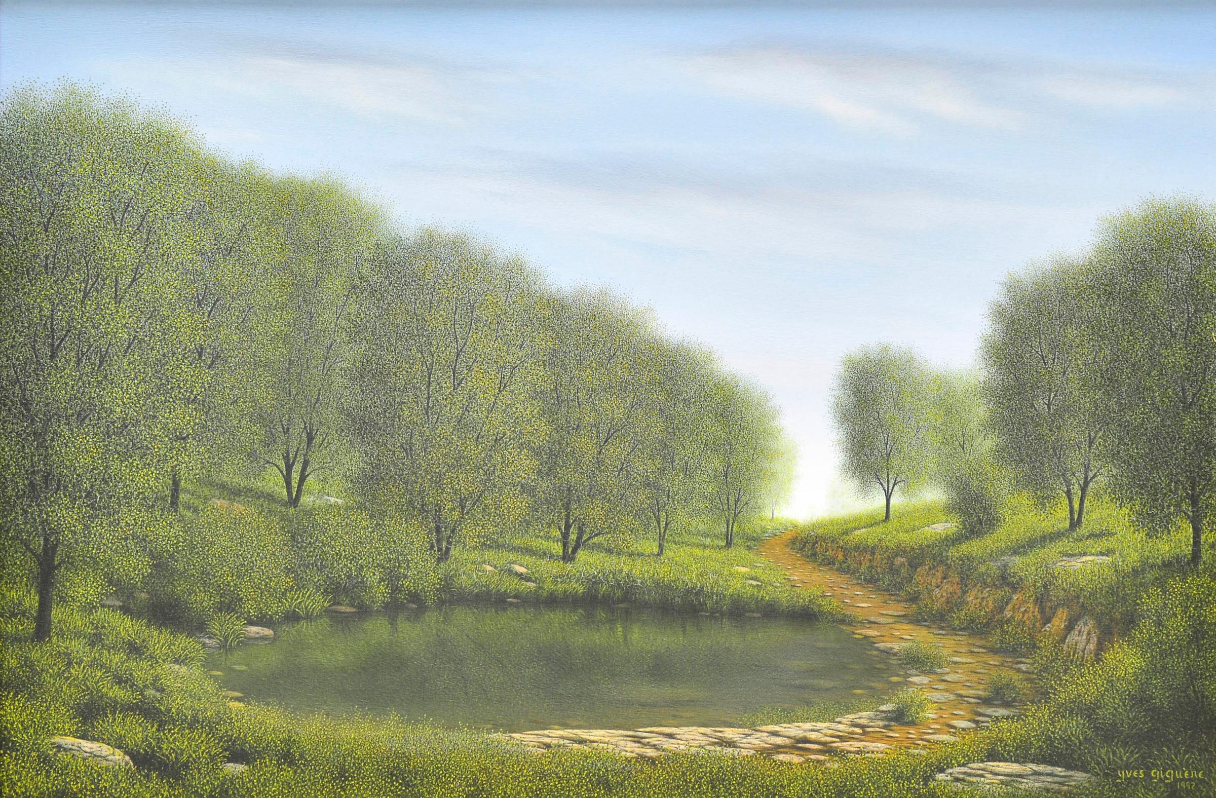 Yves Giguère - Acrylic on canvas, summer landscape, signed and dated 1992