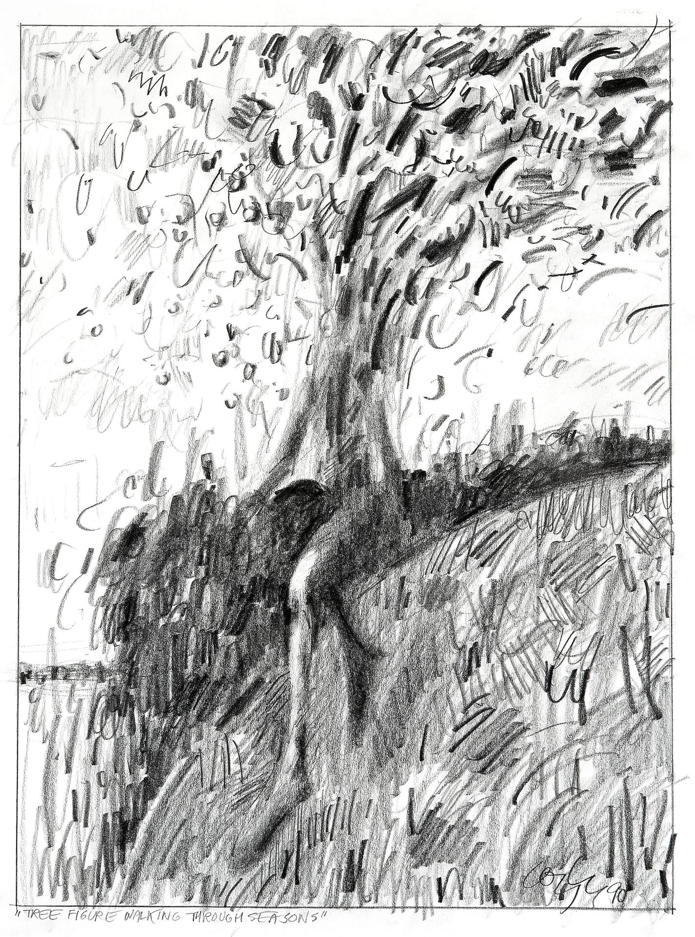 John Graham Coughtry (1931-1999) - Tree Figure Walking Through Seasons