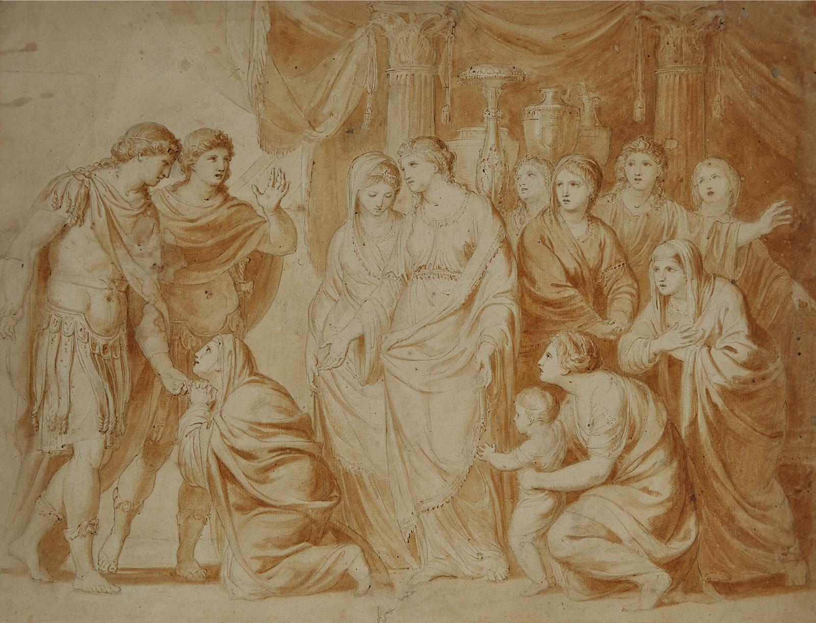 (Circle of) Andries Cornelis Lens (1739-1822) - Coriolanus, His Mother Veturia And His Wife Volumnia, Belittling Him To Give Up War (Scene From Shakespeare, Act V, Scene Iii)