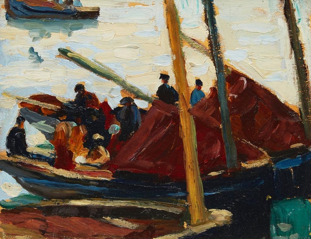 Randolph Stanley Hewton (1888-1960) - Moored Boats in Venice