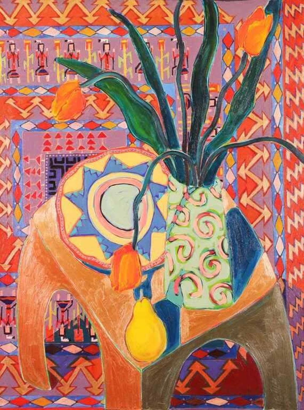 Nixie Barton (1958) - Navajo Still Life With Tulips; 1991