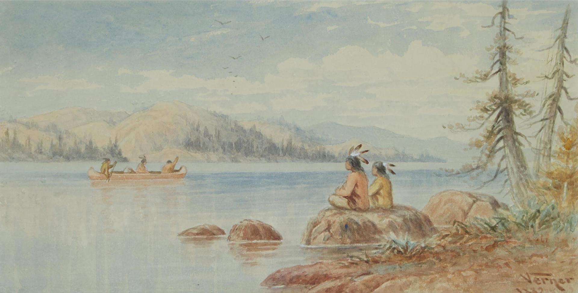 Frederick Arthur Verner (1836-1928) - Native Figures On A Shoreline, 1882