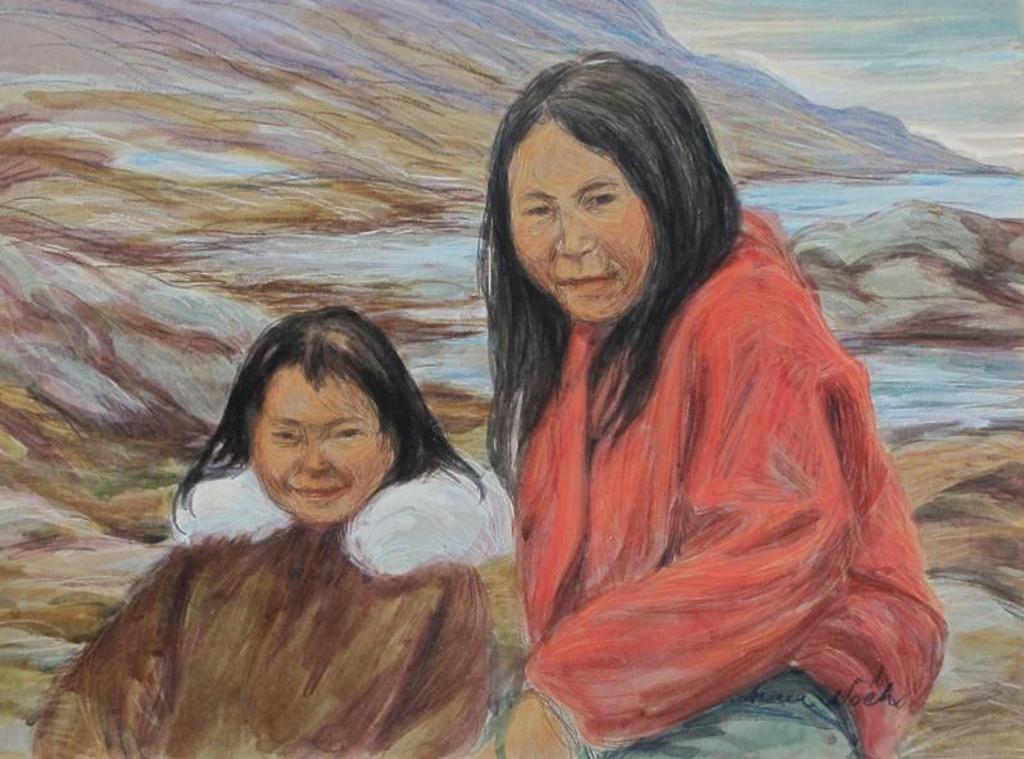 Anna T. Noeh (1926-2016) - Portrait Of Mother And Daughter
