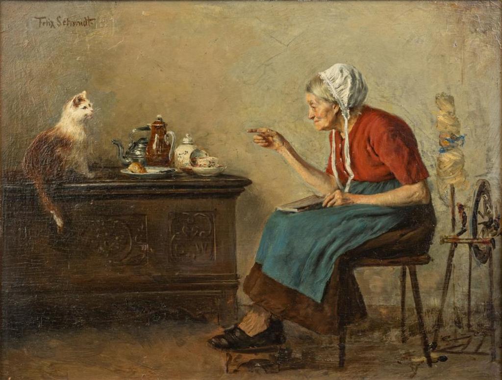 Felix Schmidt German (1857) - Elderly Woman and Her Cat