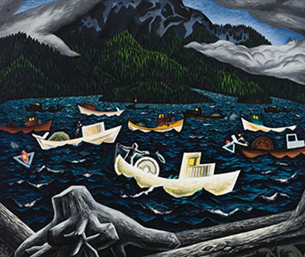 Edward John (E. J.) Hughes (1913-2007) - Fishboats, Rivers Inlet