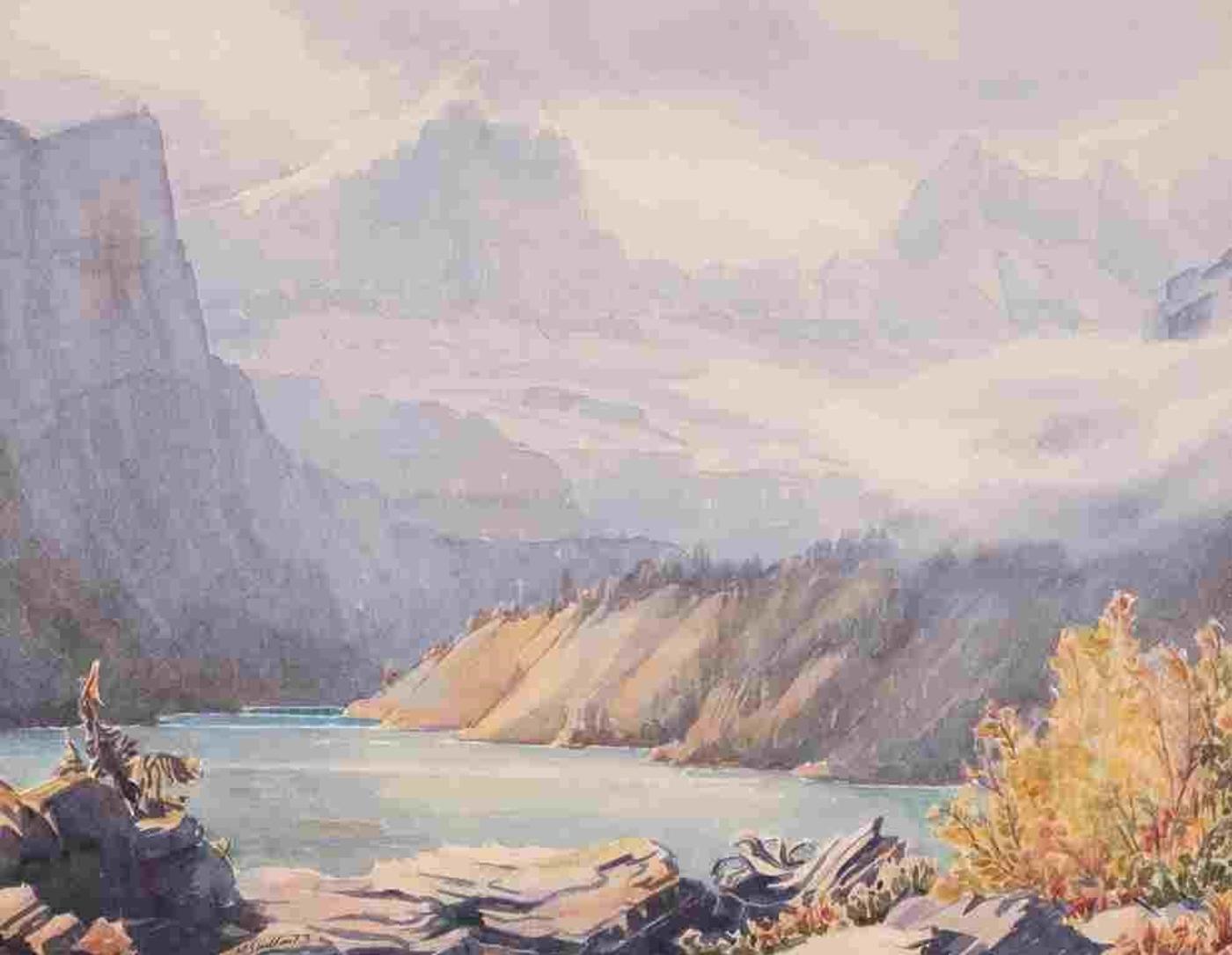 Margaret Dorothy Shelton (1915-1984) - Mountain Lake And Misty Peaks, Autumn; 1973