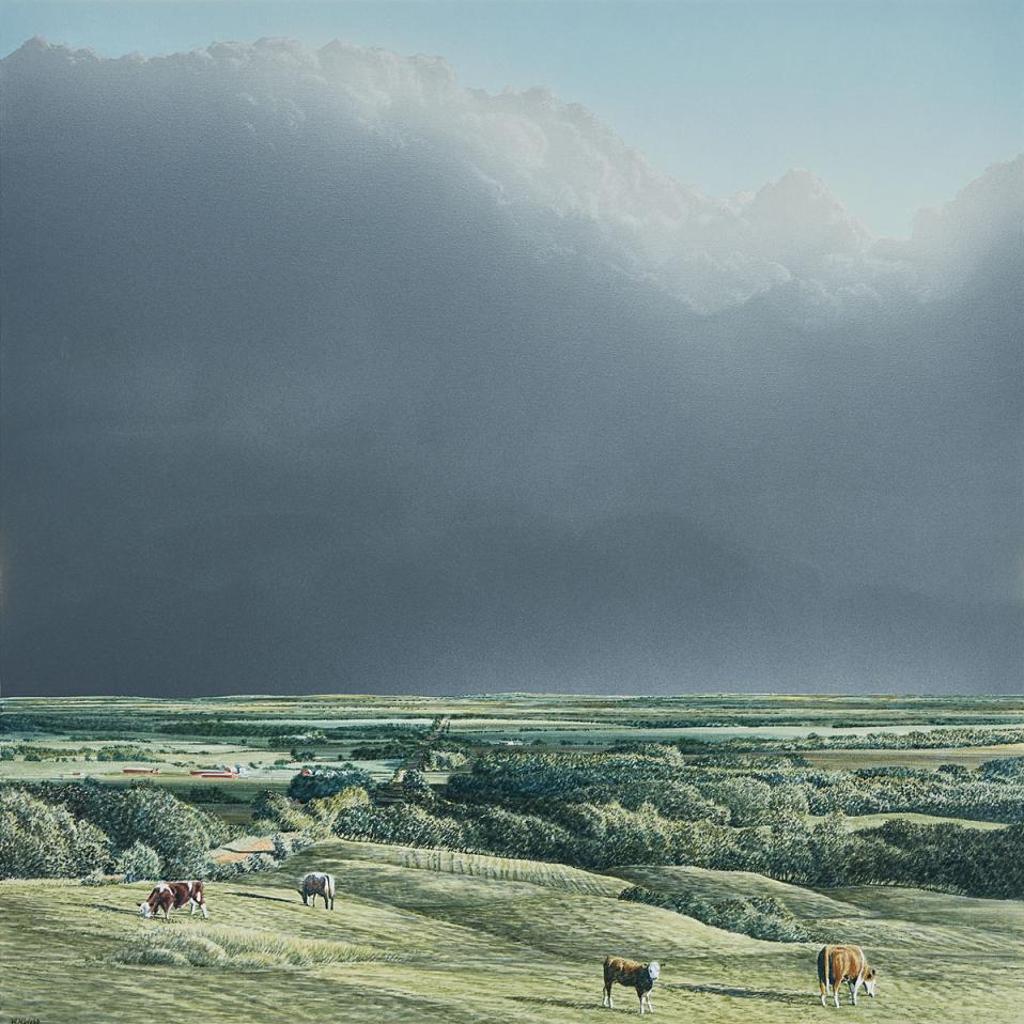W.H. Webb - Distant Landscape, Cattle And Storm Clouds, 1993