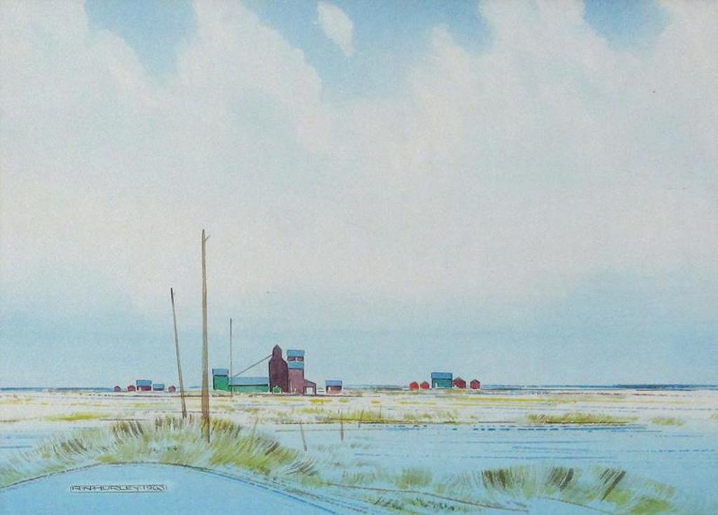 Robert Newton Hurley (1894-1980) - Prairie Farms And Grain Elevator; 1963
