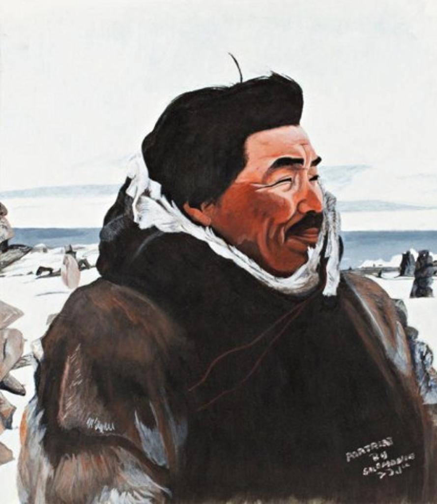 Salomonie Poogootook (1913-1958) - Portrait of Kiugak (Kiawak) Ashoona,, Ca. 2000, Acrylic on paper
