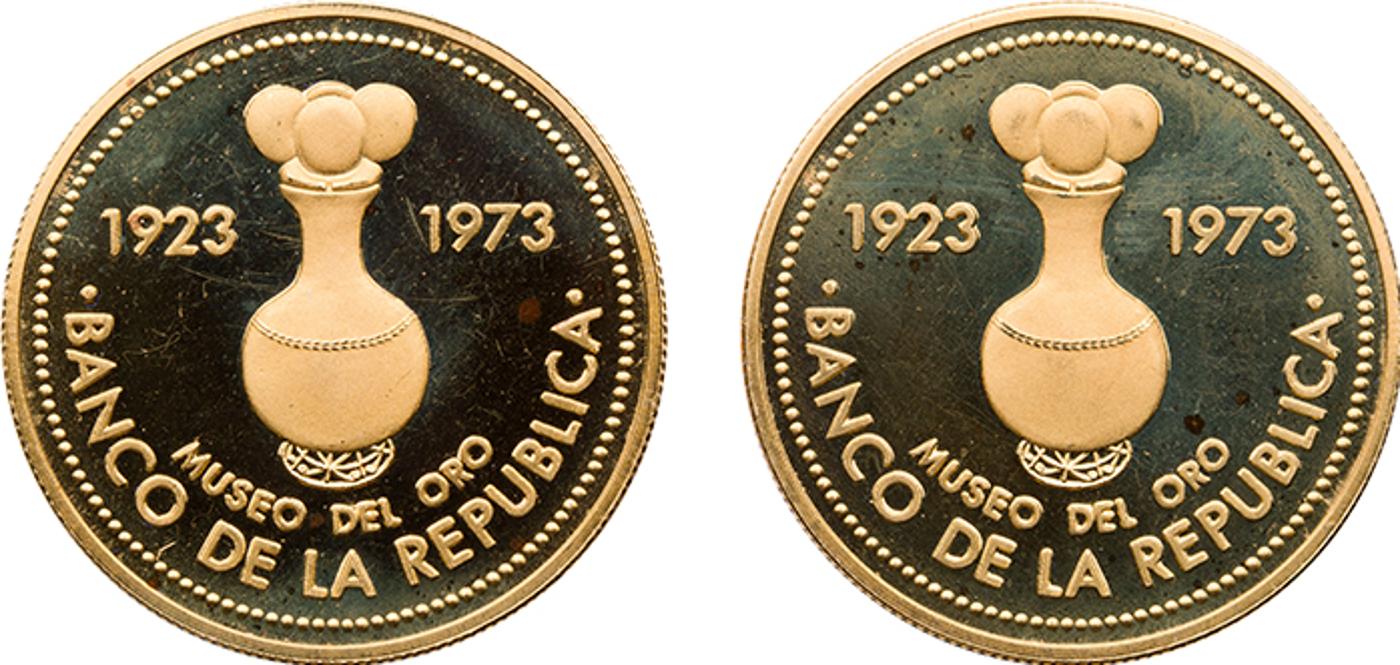 Colombia - Two Republic Gold Proof 1500 Pesos 1973, 