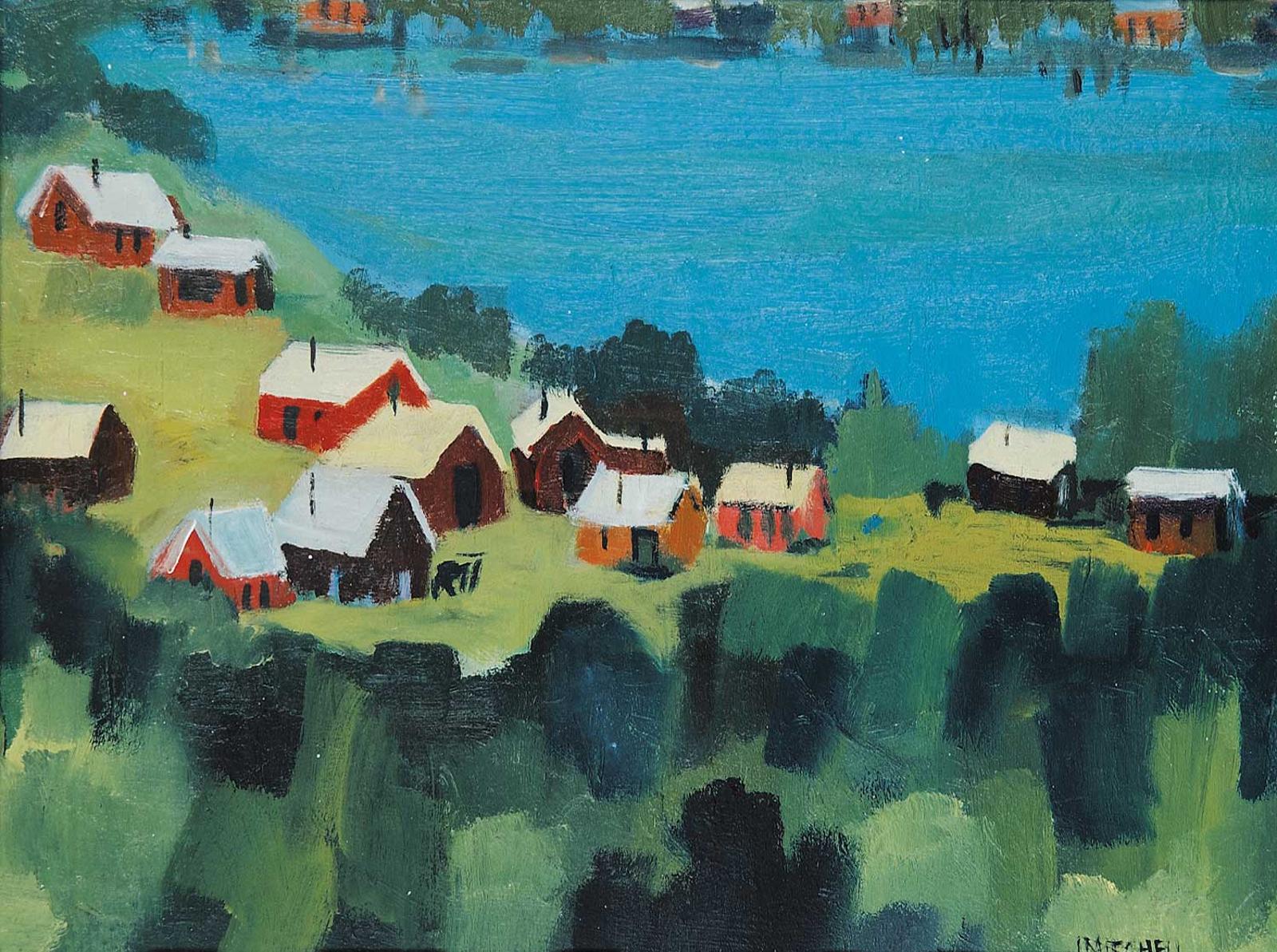 Janet Mitchell (1915-1998) - Untitled - Houses at the Lake