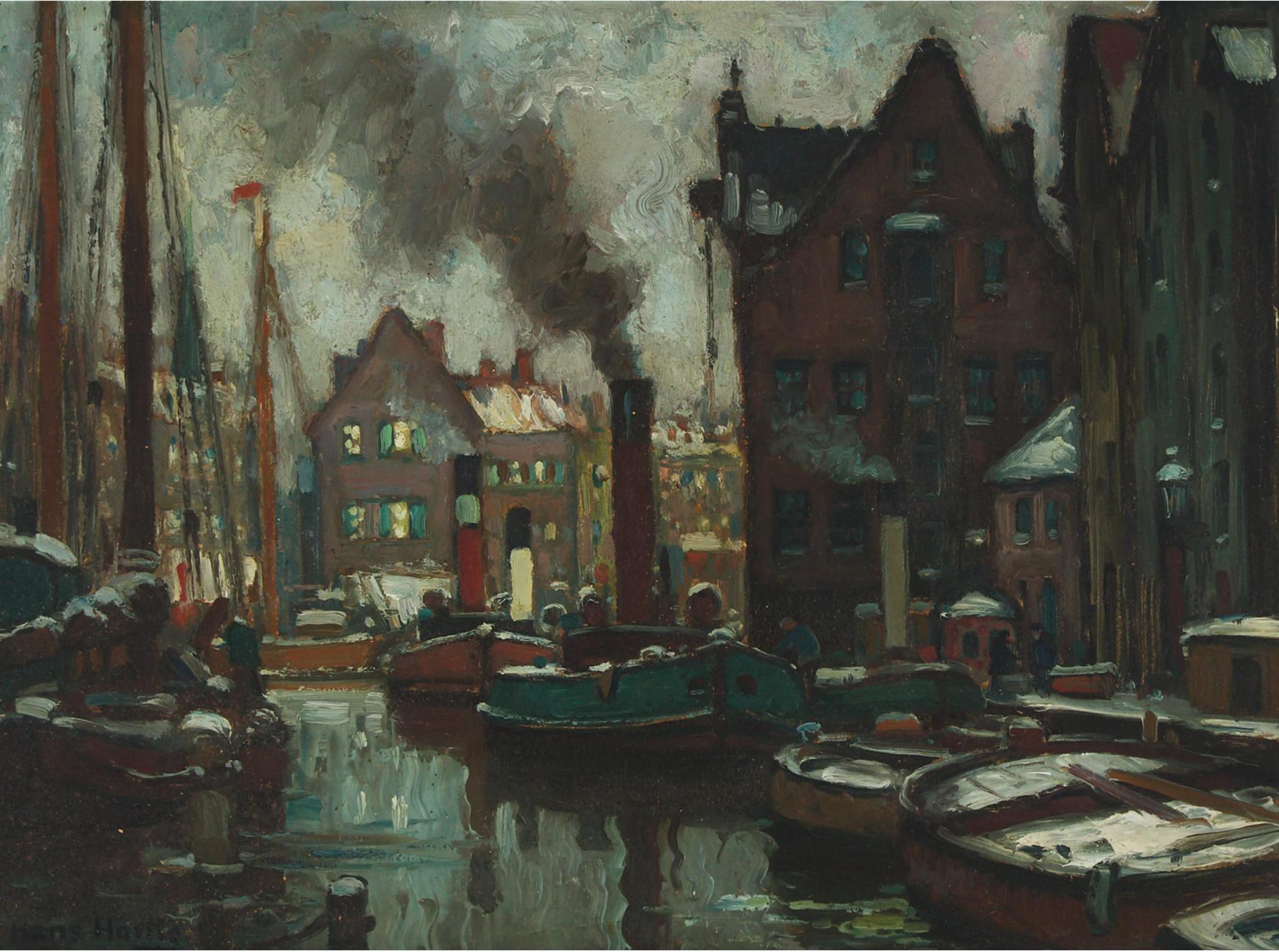 Hans Hartig (1873-1936) - Winter Canal Scene