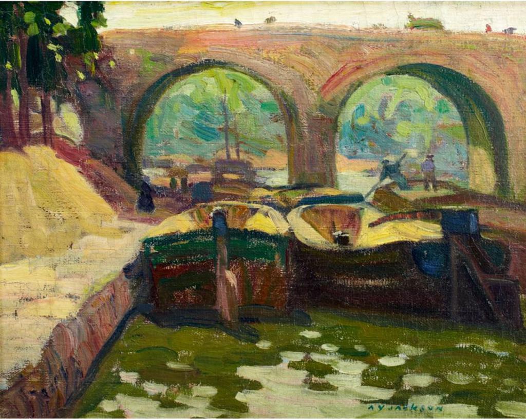 Alexander Young (A. Y.) Jackson (1882-1974) - Canal View With Barges