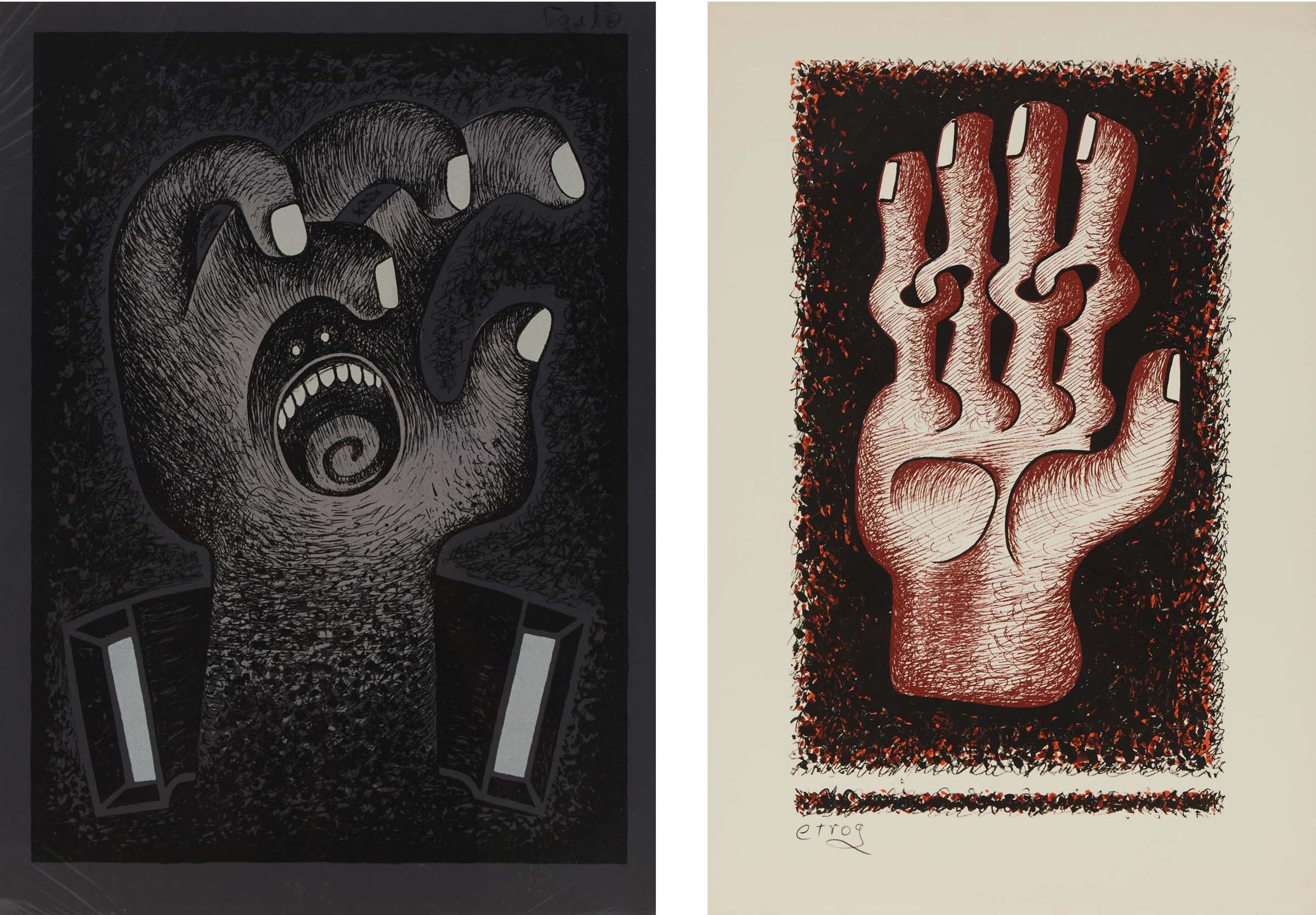 Sorel Etrog (1933-2014) - Untitled (Hand With Links); Untitled (Mouth In Hand)