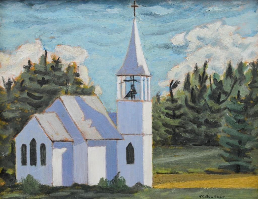 Raymond C. Bourque (1922-1982) - Church at Bristol Quebec, study #1