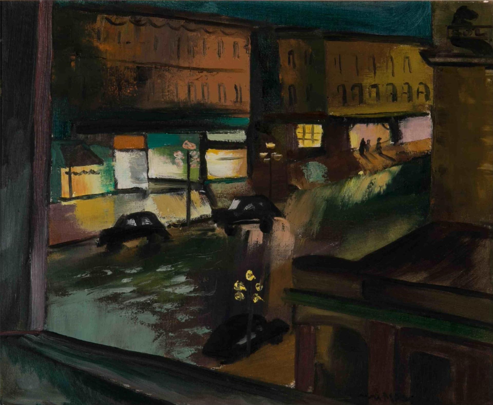 Henri Leopold Masson (1907-1996) - Ottawa, Rideau Street at Night