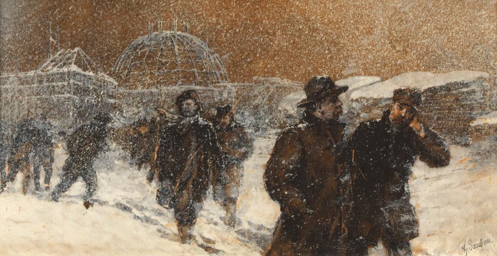 Henry John Sandham (1842-1910) - Walking Through the Snow