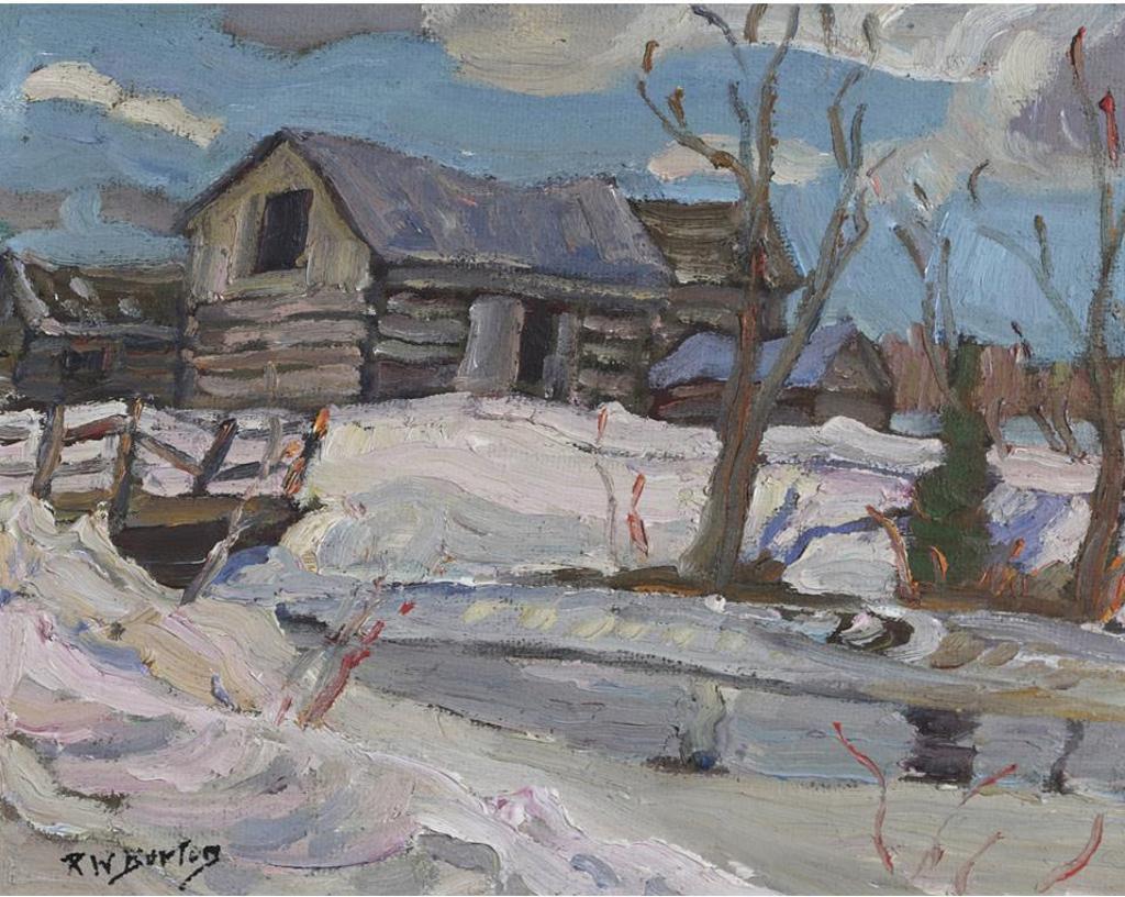 Ralph Wallace Burton (1905-1983) - Barns On The Jock River, Ont, Near Ashton Village, Spring, 1971