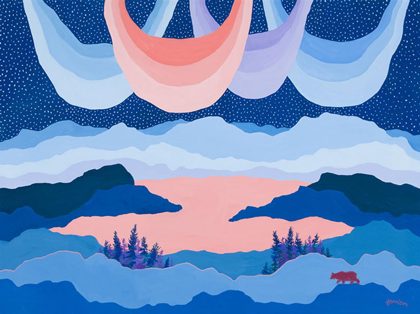 Ted Harrison (1926-2015) - Wilderness Aurora