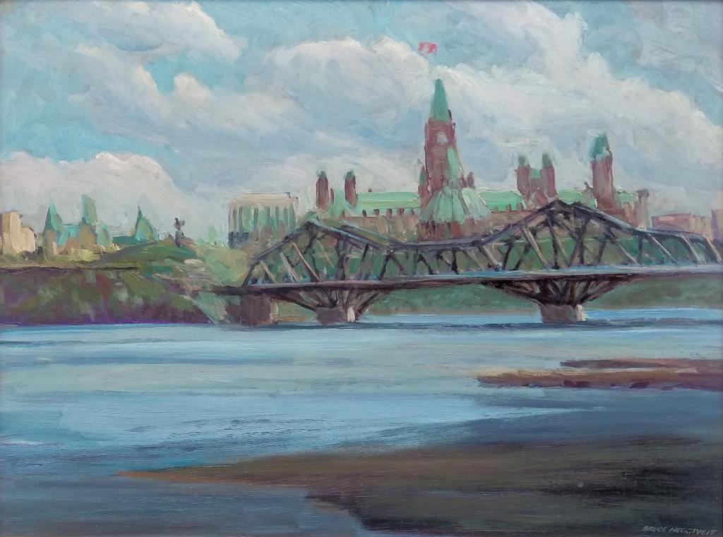 Bruce Allen Heggtveit (1917-2002) - Ottawa Parliament Buildings & Interprovincial Bridge,  1988