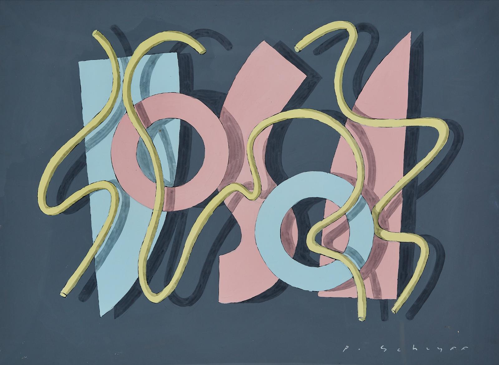 Peter Schuyff (1958) - Untitled (Melody Of Interwoven Ribbons And Letters)